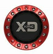 XD SERIES KMC XD137 FMJ Replacement Center Cap M1050RED (2 Piece - Satin Black Inner Cap Piece with Red Base)