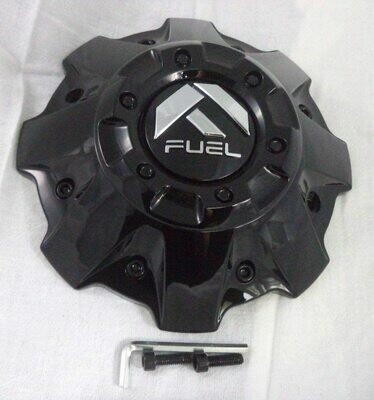 Fuel Wheels Black Gloss Center Cap with Black Rivets (Qty 1) # 1001-63GBR with Screws