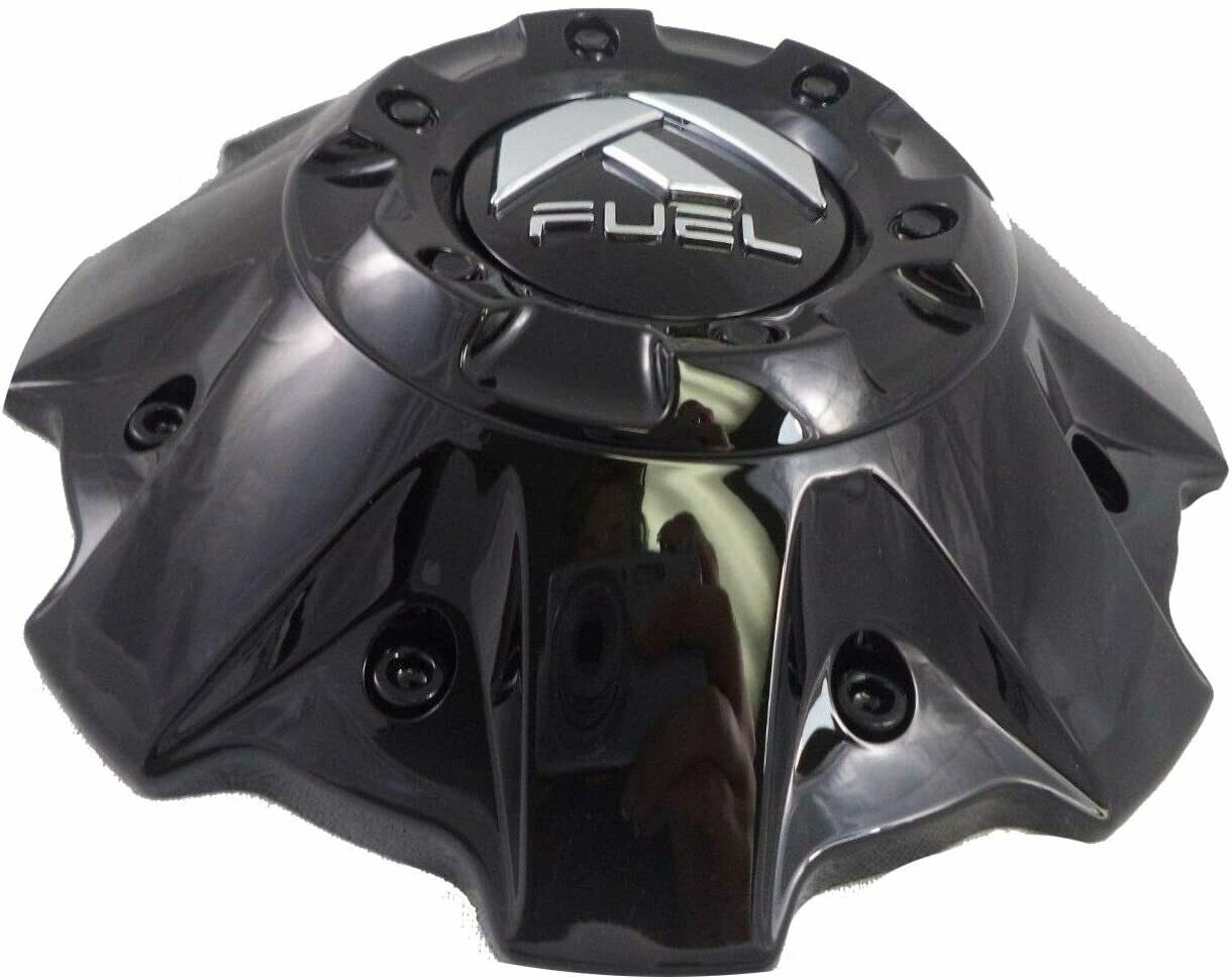 Fuel Wheels Black Gloss Center Cap with Black Rivets (Qty 1) # 1001-63GBR with Screws