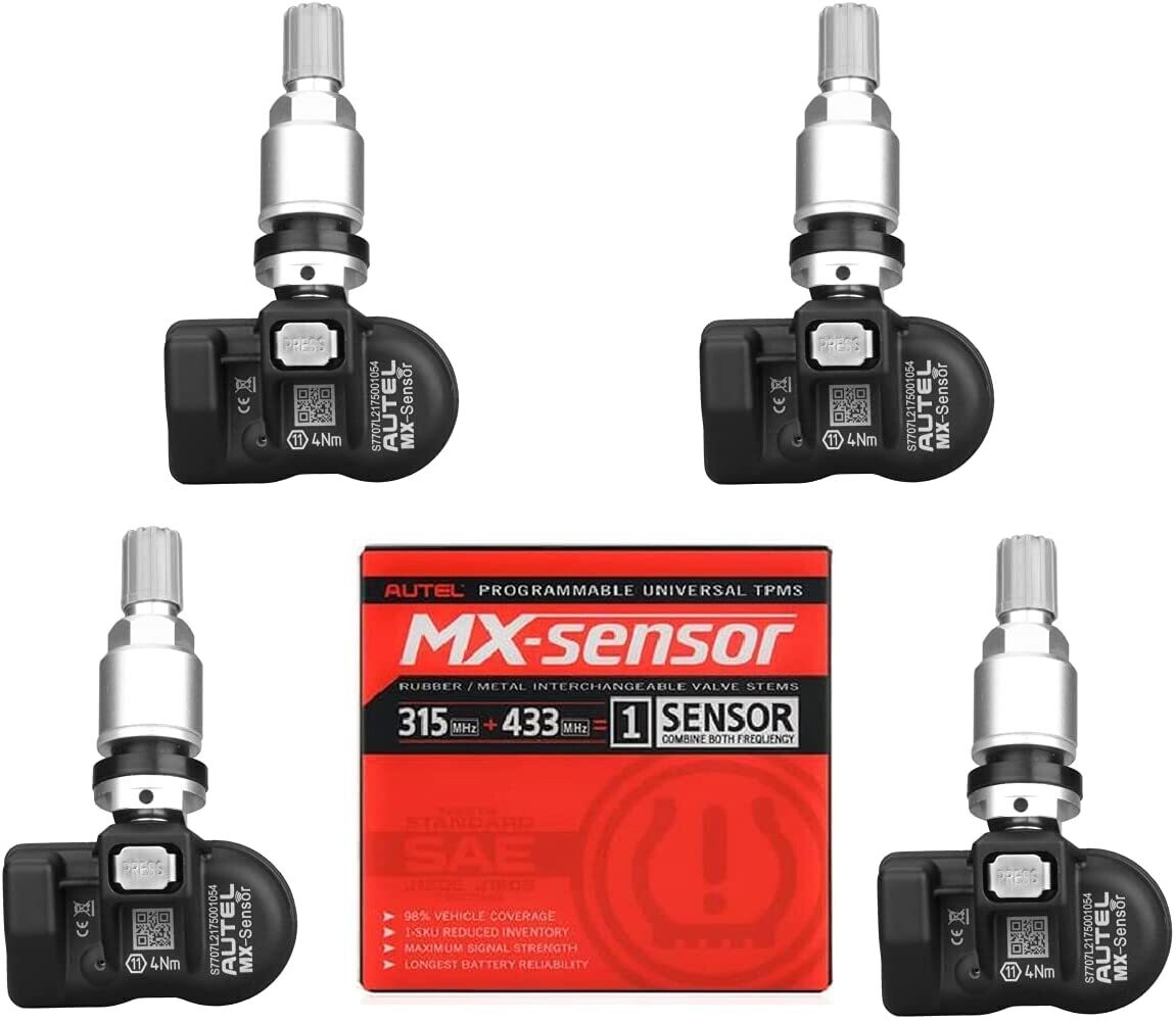 Autel MaxiTPMS 315Mhz/433Mhz 2In1 Universal Programmable OEM TPMS fit Tire Pressure Monitoring MX-Sensor Press-in Metal Valve 4PC for TS401/TS408/TS501/TS508/TS608/MK808TS/MS906TS/ITS600
