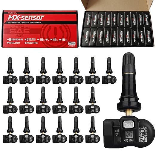 Autel TPMS Sensors - Programmable MX Sensors, 315MHz/433MHz, Universal (20 pcs, Rubber Valves)