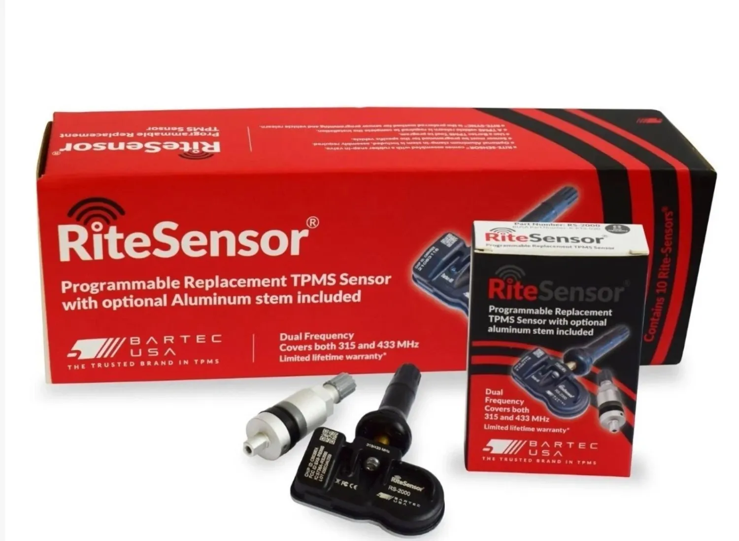 (10 PACK) Bartec RS-2000-10 RITE-Sensors Both Rubber+ Metal Valve Stems TPMS