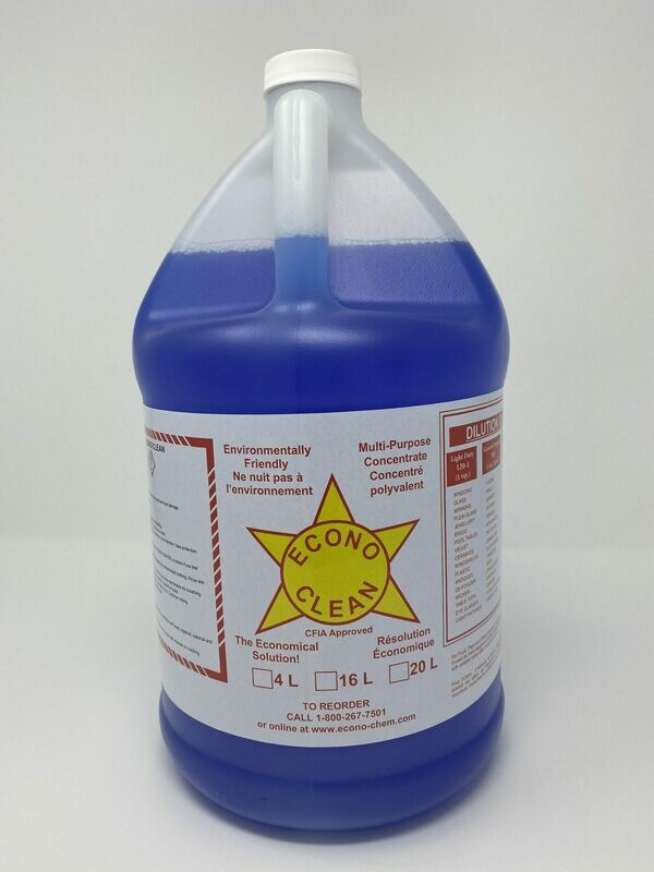 Multi Purpose Cleaner 4 Litres. Econo-Clean Concentrate Multi Purpose Cleaner 4 Litres. Econo-Clean Concentrate