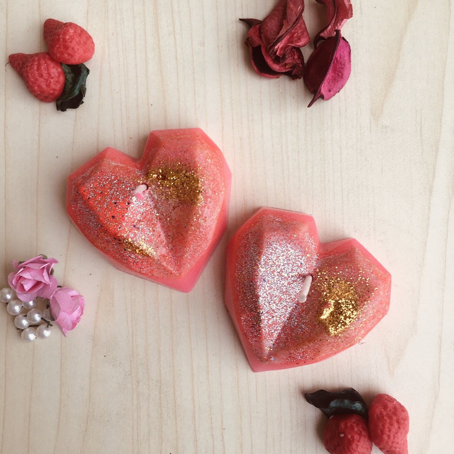 Strawberry Cheesecake Heart Candle (Set of 2)