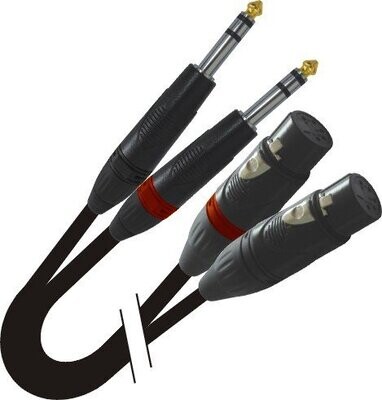 ProX XC-DSXF05 (5ft Dual 1/4" TRS-M to Dual XLR3-F High Performance Cable)