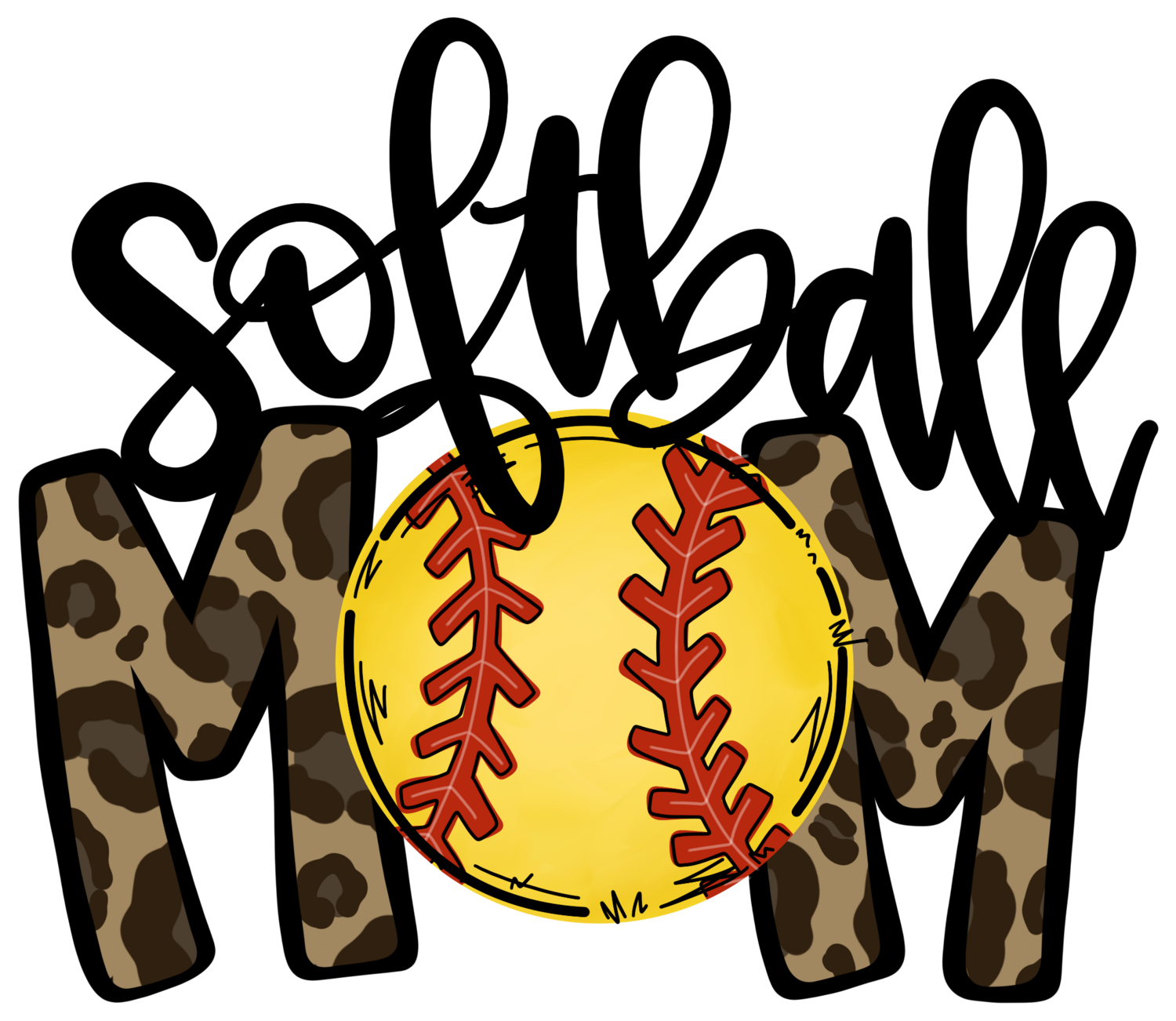 Ready To Press Softball Mom Leopard