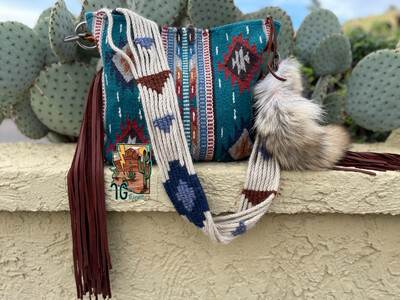 Wholesale Large Southwestern Tote Turquoise Saddle Blanket Bag