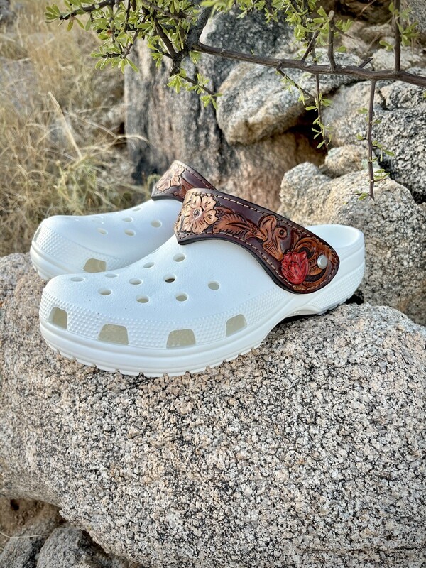 Tooled Leather Croc Straps