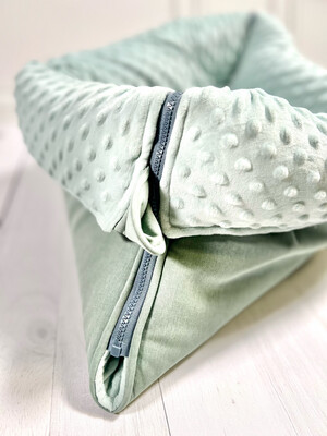 BUTEN-BÜDDEL BASIC // Grösse S ca. 65x45 cm // Softshell Mintmelange + Minky Dots Altgrün gell + Reissverschluss Grau // SOFORTKAUF auf Lager BUTEN-BÜDDEL BASIC // Grösse S ca. 65x45 cm // Softshell Mintmelange + Minky Dots Altgrün gell + Reissverschluss Grau // SOFORTKAUF auf Lager
