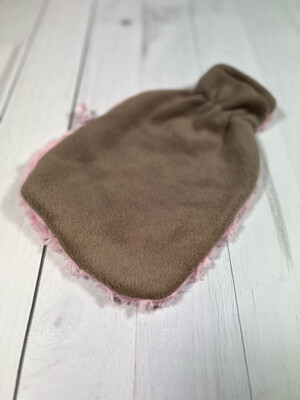 Bezug für Wärmflaschen 2 Liter // Fleece Cappuccino mit Rosenplüsch Rosa // Einheitsgröße Bezug für Wärmflaschen 2 Liter // Fleece Cappuccino mit Rosenplüsch Rosa // Einheitsgröße