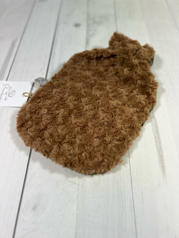 Bezug für Wärmflaschen 2 Liter // Fleece Camouflage mit Rosenplüsch Toffee // Einheitsgröße