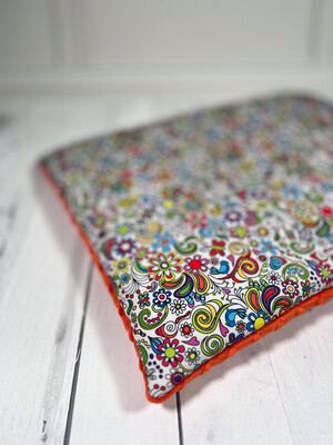 BODENPOFA SOFORTKAUF // Matte Sitzkissen // Softshell Flower Power mit Minky Dots Mandarine // ca. 58x42 cm // Babymatte Hundeboxen Autorückbank oder auf Reisen // ohne Anti-Rutsch BODENPOFA SOFORTKAUF // Matte Sitzkissen // Softshell Flower Power mit Minky Dots Mandarine // ca. 58x42 cm // Babymatte Hundeboxen Autorückbank oder auf Reisen // ohne Anti-Rutsch