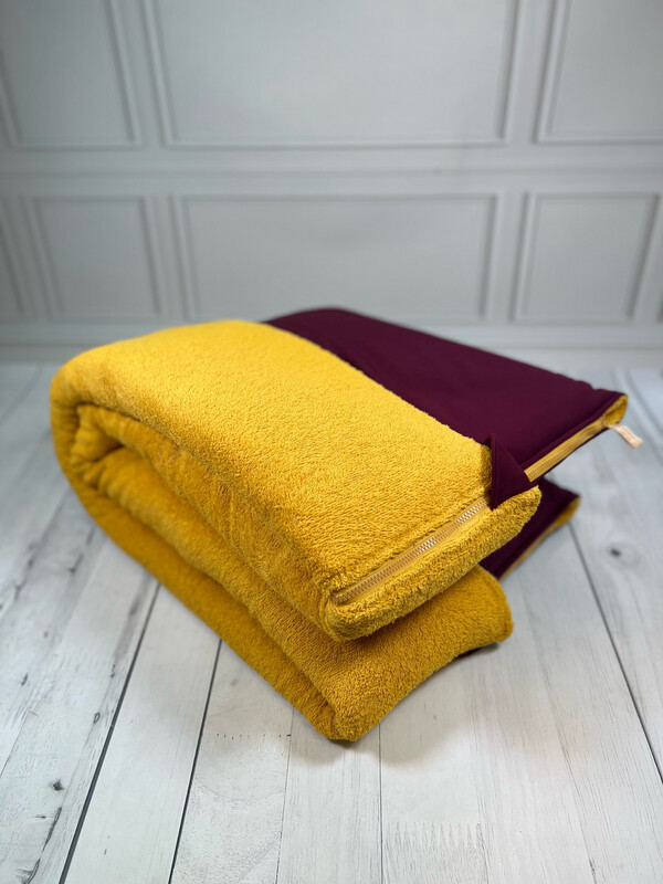 BUTEN-BÜDDEL BASIC // Softshell Pflaume + Frottée Sonnengelb + Reissverschluss Gelb // Grösse L ca. 120x65 cm // SOFORTKAUF auf Lager BUTEN-BÜDDEL BASIC // Softshell Pflaume + Frottée Sonnengelb + Reissverschluss Gelb // Grösse L ca. 120x65 cm // SOFORTKAUF auf Lager