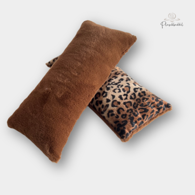 MINI-KISSEN // ca. 20x40 cm // Strandkissen aus Plüsch Gepard mit Plüsch Toffee // SOFORTKAUF