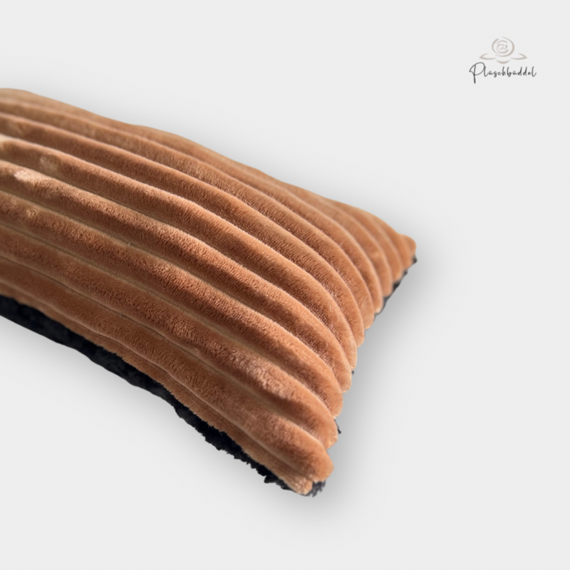 MINI-KISSEN // ca. 20x40 cm // Softshell Streifenplüsch Toffee mit Rosenplüsch Schwarz // SOFORTKAUF MINI-KISSEN // ca. 20x40 cm // Softshell Streifenplüsch Toffee mit Rosenplüsch Schwarz // SOFORTKAUF