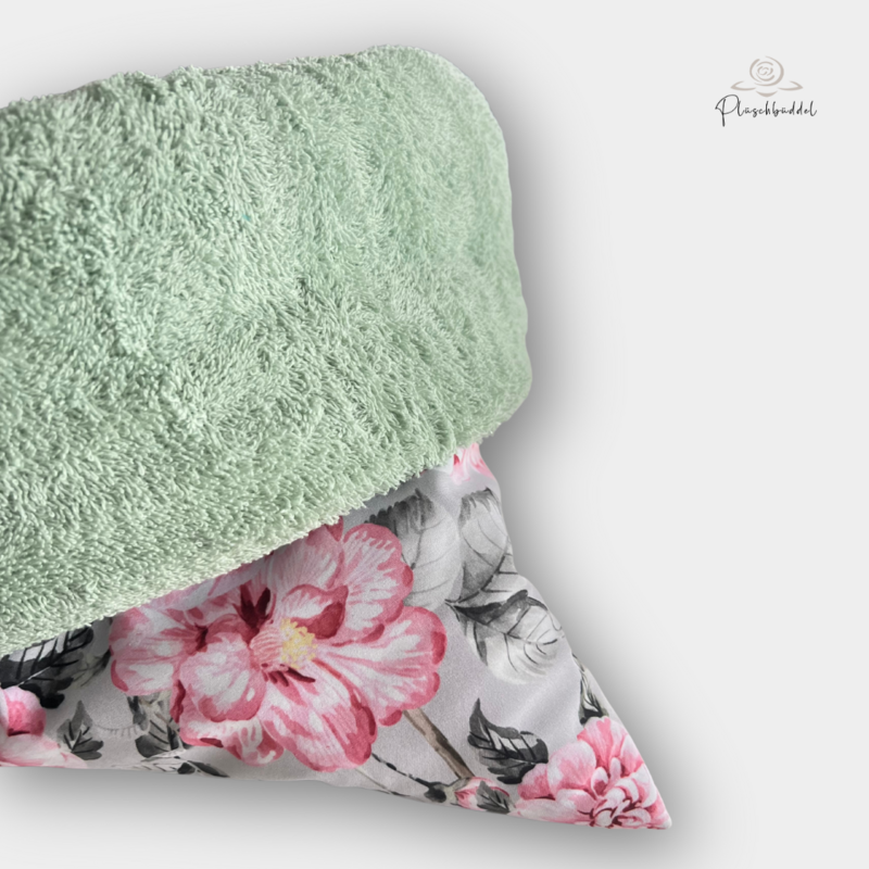 BUTEN-BÜDDEL CLASSIC // Grösse S ca. 65x45 cm // Softshell Pfingstrosen auf Mint + Frottée Mint // SOFORTKAUF auf Lager BUTEN-BÜDDEL CLASSIC // Grösse S ca. 65x45 cm // Softshell Pfingstrosen auf Mint + Frottée Mint // SOFORTKAUF auf Lager