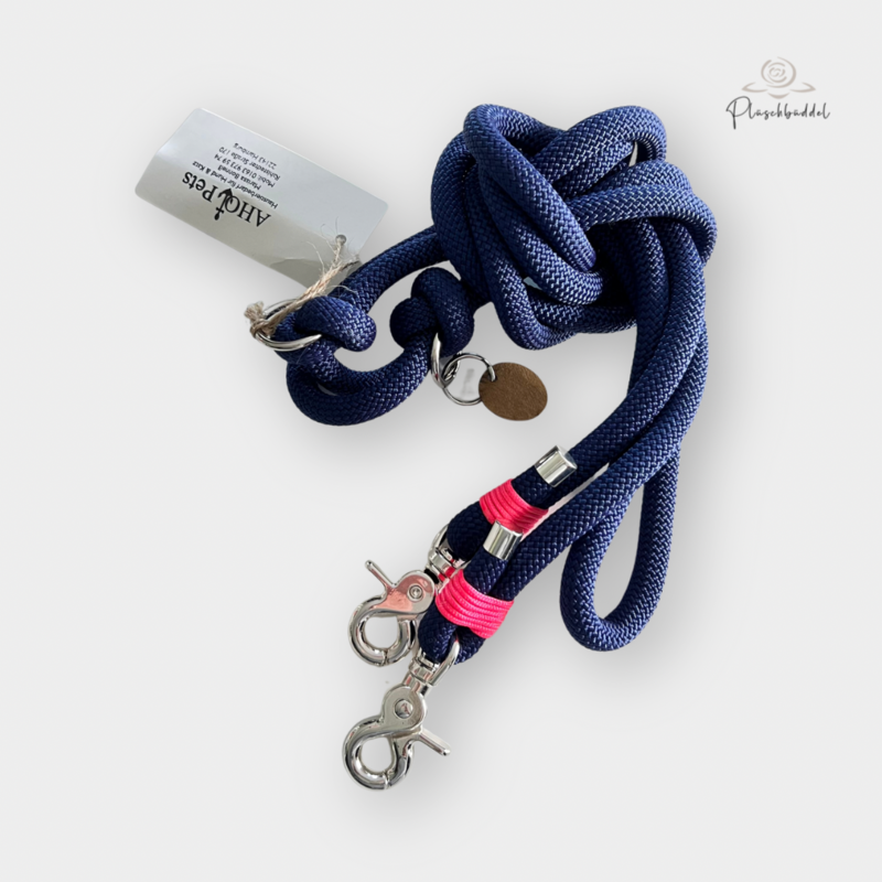 TRAGEGURT FÜR BÜDDEL BIS GRÖSSE M // 2,6 Meter // PPM-Seil Marine mit Takelung Salmon Rosé, Karabiner Silber