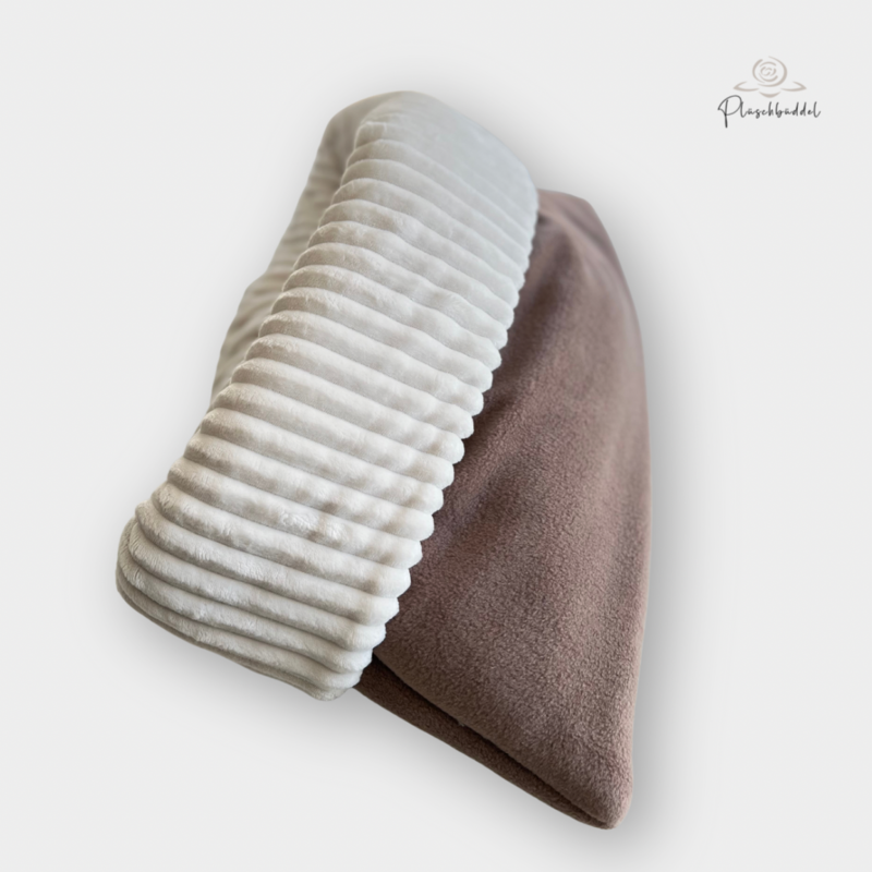 BINNEN-BÜDDEL // S ca. 75x45 cm // Fleece Cappuccino + Streifenplüsch Ecru-Sahne (Modell LOUIS) // SOFORTKAUF auf Lager BINNEN-BÜDDEL // S ca. 75x45 cm // Fleece Cappuccino + Streifenplüsch Ecru-Sahne (Modell LOUIS) // SOFORTKAUF auf Lager
