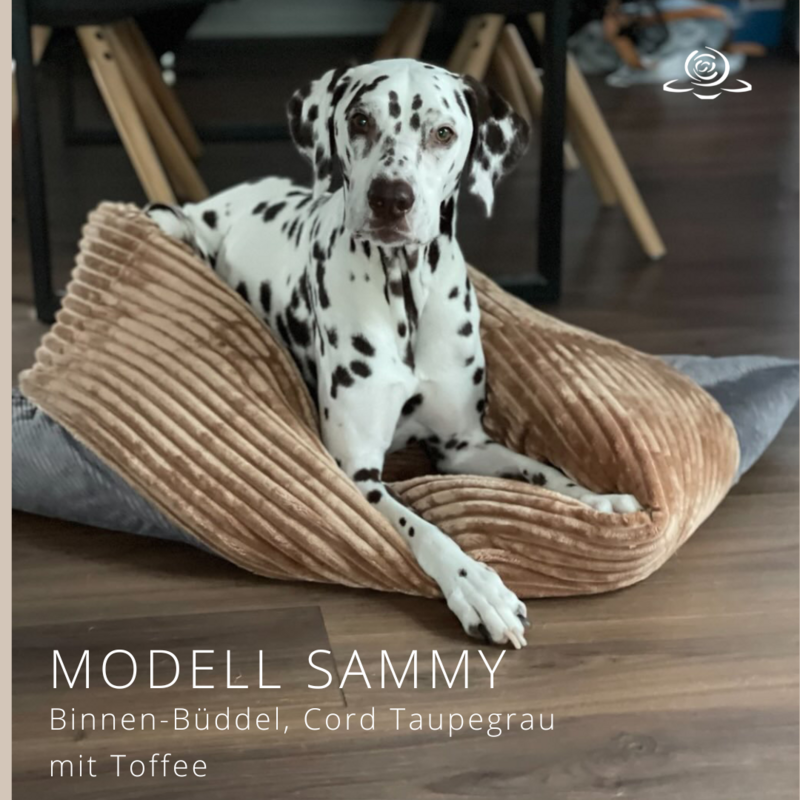 MODELL  SAMMY // Cord Taupe + Plüsch in Toffee + optional mit Reißverschluss