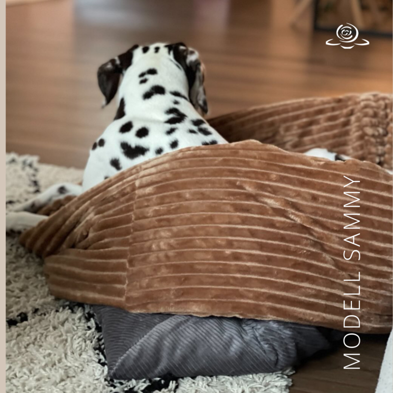 MODELL  SAMMY // Cord Grau + Plüsch in Toffee + optional mit Reißverschluss
