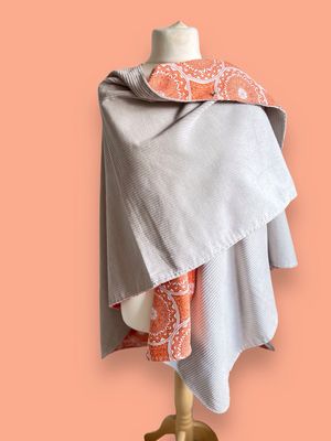 BODYPOFA CLASSIC // Cord Beige mit Baumwolle Mandala Orange inkl. Druckknopf // Poncho, Cape, Überwurf zu. Wenden für Zweibeiner // SOFORTKAUF