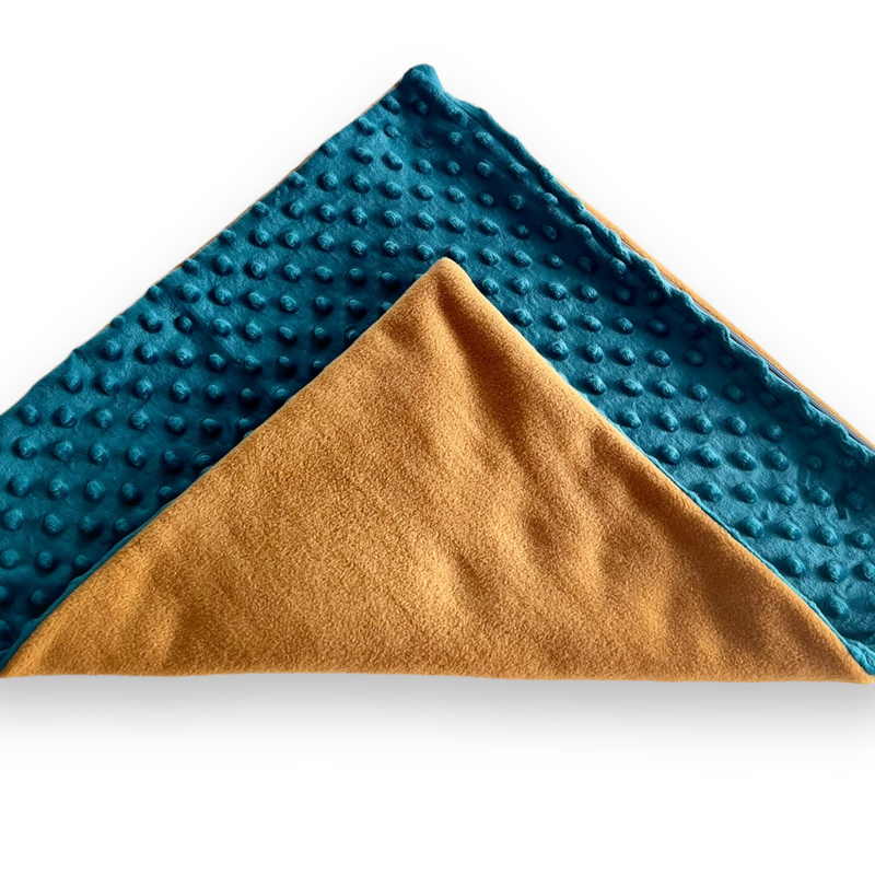 Deko-Kissenbezug 40x40 // Fleece Okker mit Minky Dots Dunkles Meer // Sofortkauf