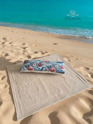 BEACHPOFA-SET SOFORTKAUF // Softshell Seaworld WALE mit Frottée Beige // Decke ca. 65x75 cm, Mini-Kissen ca. 50x20 cm