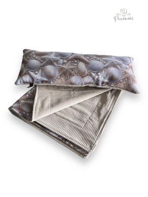 SOFAPOFA OUTDOOR CLASSIC // Softshell Seaworld MUSCHELN mit Frottée Beige // Decke ca. 65x75 cm
