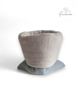 FUSS-BÜDDEL CLASSIC // Grösse S // ca. 45x70 cm // Fleece Hellgraumelange mit Sherpaplüsch Hellgrau