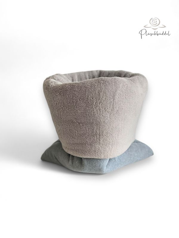 FUSS-BÜDDEL CLASSIC // Grösse S // ca. 45x70 cm // Fleece Hellgraumelange mit Sherpaplüsch Hellgrau