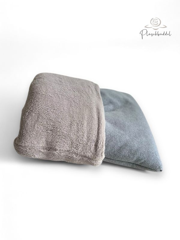 FUSS-BÜDDEL CLASSIC // Grösse S // ca. 45x70 cm // Fleece Hellgraumelange mit Sherpaplüsch Hellgrau