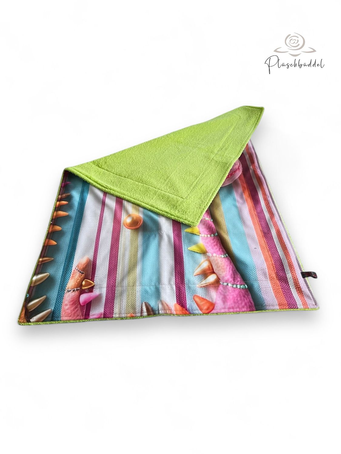 BEACHPOFA oder SOFAPOFA OUTDOOR PREMIUM ungefüttert // Softshell Süße Dinos mit Frottée Limette // ca. 95x65 cm // SOFORTKAUF