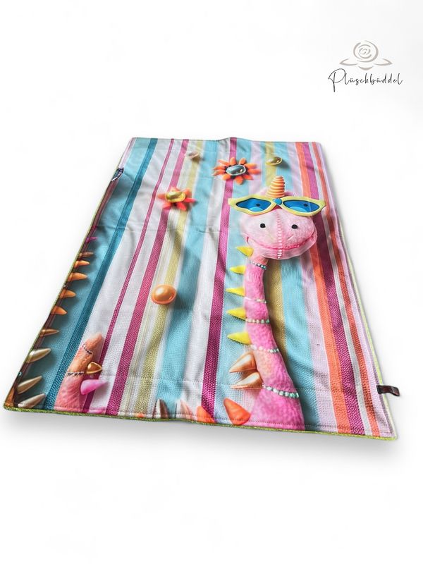 SOFAPOFA OUTDOOR LUXUS ungefüttert // Softshell Süße Dinos mit Frottée Limette // ca. 95x65 cm // SOFORTKAUF