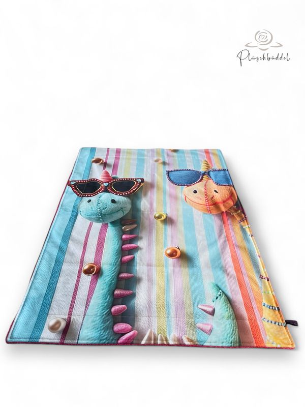 SOFAPOFA OUTDOOR PREMIUM ungefüttert // Softshell Süße Dinos mit Frottée Pink // ca. 96x66 cm // SOFORTKAUF
