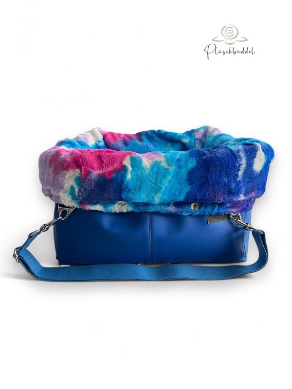 BÜDDELBAG SOFORTKAUF // Grösse S // Kunstleder Royalblau mit Wechsel-Inlet Berry Splash mit Tragegurt in Royalblau