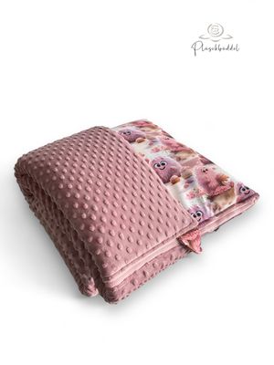 PLÜSCHBÜDDEL PREMIUM OUTDOOR // Größe kleiner M 90x65cm // Softshell Special Cupcake + Minky Dots Altrosa + Reißverschluss Altrosa // SOFORTKAUF