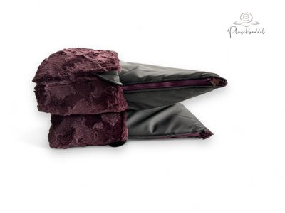 PLÜSCHBÜDDEL PREMIUM OUTDOOR // Kunstleder Dunkelgrau Vintage + Welle Pflaume + Reißverschluss Bordeaux // SOFORTKAUF