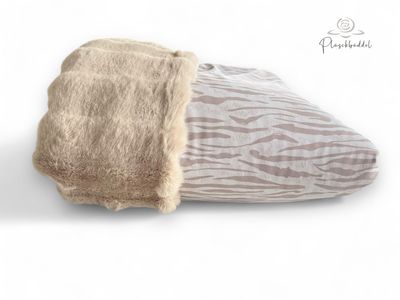 BUTEN-BÜDDEL CLASSIC // Softshell Browny Zebra +  Bubbles Beige  // Grösse L ca. 120x65 cm // SOFORTKAUF