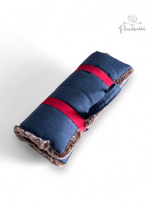 POPOPOFA LIGHT // ca. 30x50 cm // Softshell Indigomelange mit Grizzly // Sitzkissen zum Aufrollen