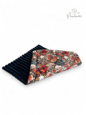 Gefütterte SOFAPOFA PREMIUM //  ca. 65x95 cm // Softshell Special Skulls mit Dicke Streifen Dunkelblau // SOFORTKAUF