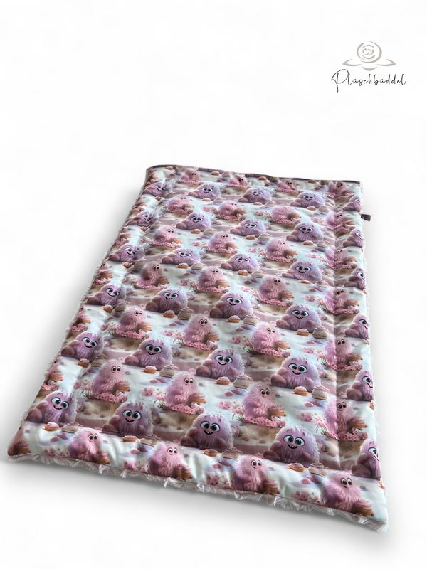Gefütterte SOFAPOFA LUXUS OUTDOOR //  ca. 65x95 cm  // Softshell Special Cupcake Monster mit Welle Rosa // SOFORTKAUF