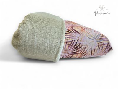 PLÜSCHBÜDDEL OUTDOOR PREMIUM // Größe XL ca. 145x65 cm // Softshell Palmenblätter + Kunstfell Eykalyptus // SOFORTKAUF