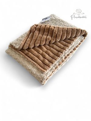 SOFAPOFA INDOOR PREMIUM ungefüttert // Rosenplüsch Braunbeige mit Dicke Streifen Marmor Camel // ca. 135x145 cm // SOFORTKAUF
