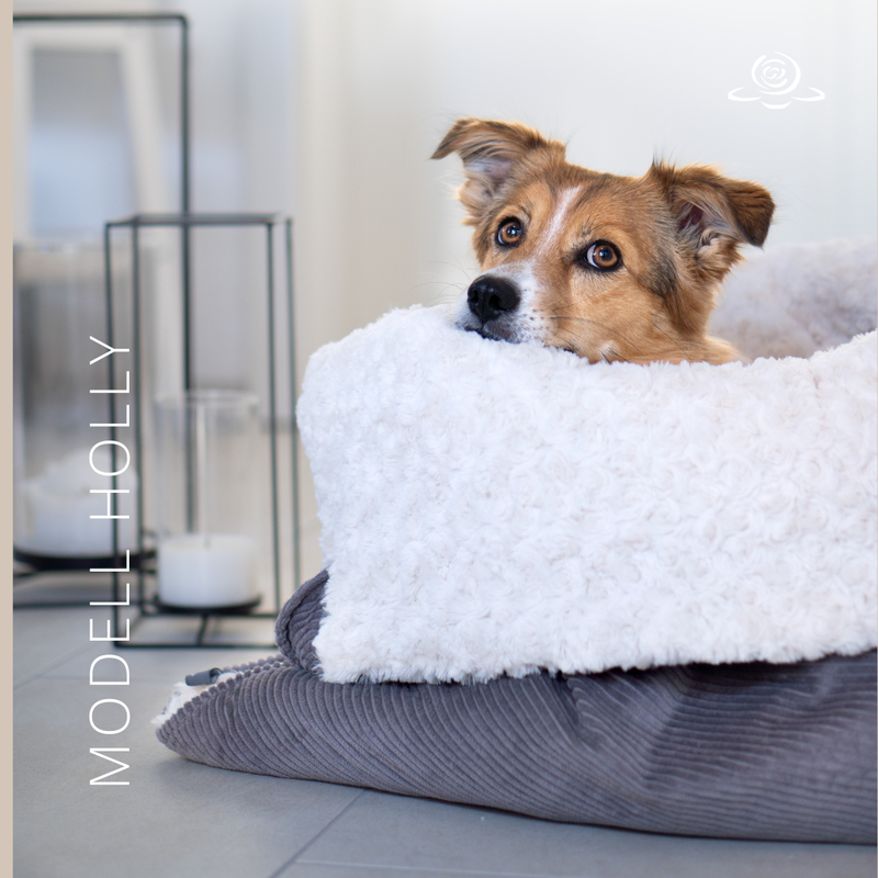 MODELL HOLLY // Cord Grau +Flausch Ecru-Sahne + optional mit Reißverschluss