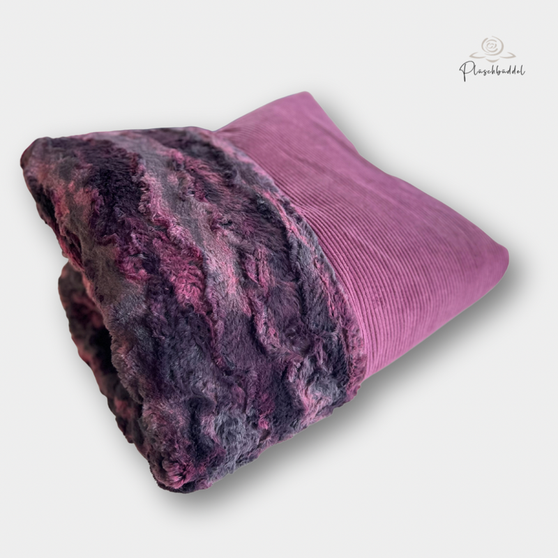 PLÜSCHBÜDDEL PREMIUM INDOOR  //  Grösse M ca. 95x70 cm // Cord Aubergine + Wild Rabbit Dragon // SOFORTKAUF