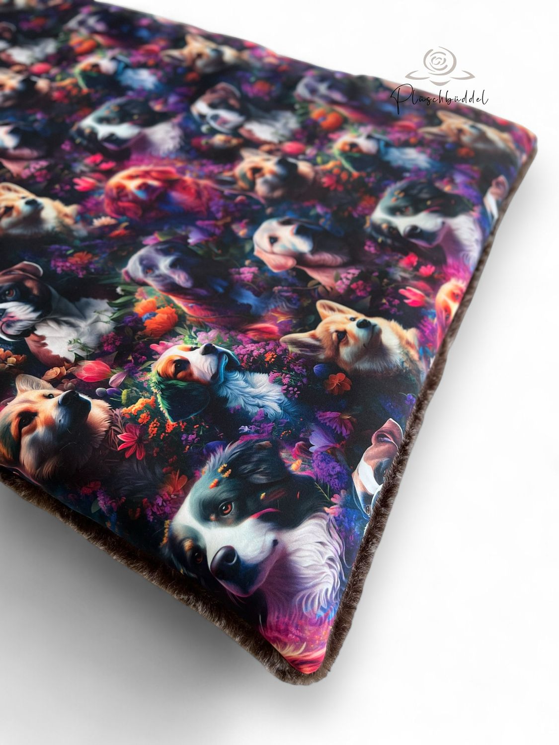 BODENPOFA PREMIUM // ca. 57x84 cm  // Softshell Special Hundewiese + Kunstfell Grizzly // Babymatte Hundeboxen Autorückbank Reisen // ohne Anti-Rutsch