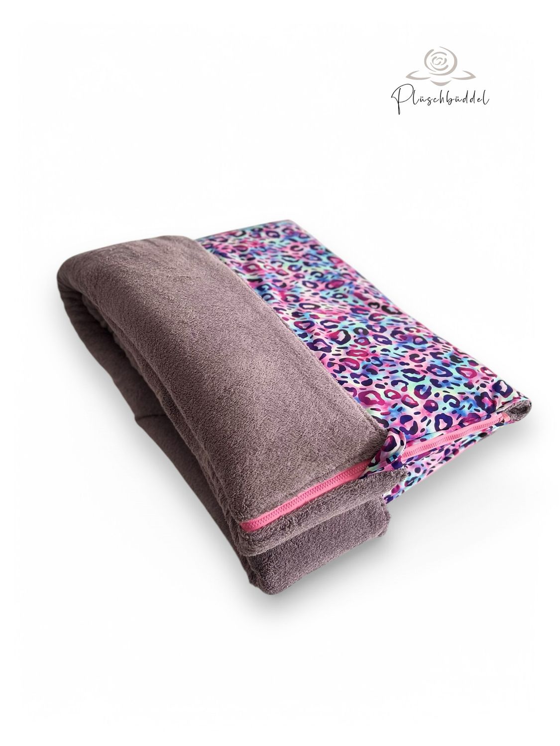 PLÜSCHBÜDDEL OUTDOOR CLASSIC // Größe XL ca. 145x65 cm // Softshell Purple Blue + Frottée Schnutzig Lila + Reissverschlüsse Candyrosa // SOFORTKAUF