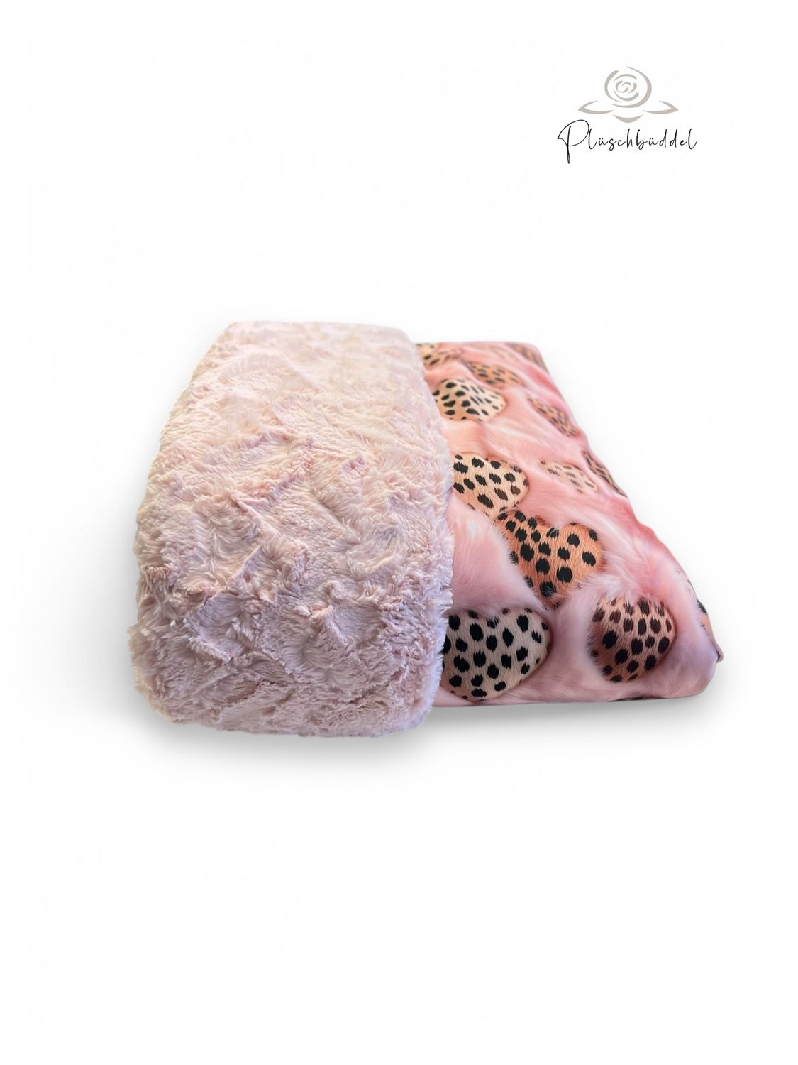 PLÜSCHBÜDDEL PREMIUM // Softhshell Special Leo Hearts + Welle Rosa + Reißverschluss Schwarz // SOFORTKAUF
