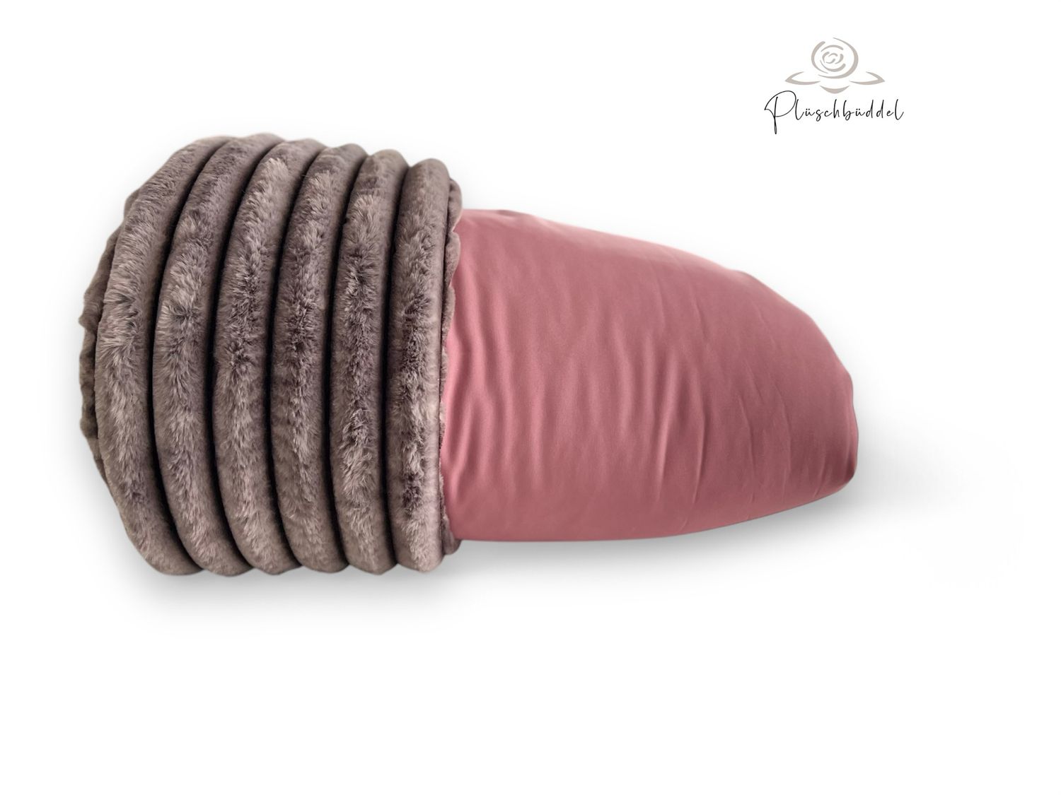 PLÜSCHBÜDDEL OUTDOOR PREMIUM // Größe XL ca. 145x65 cm // Softshell Altrosa + Rippen Marmor Graphit // SOFORTKAUF