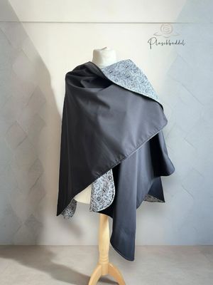 BODYPOFA CLASSIC // Softshell Schwarz mit Baumwolle Print-Motiv &quot;Schwarze Spitze) optinal mit Druckknopf // Poncho, Cape, Überwurf zu. Wenden für Zweibeiner // SOFORTKAUF